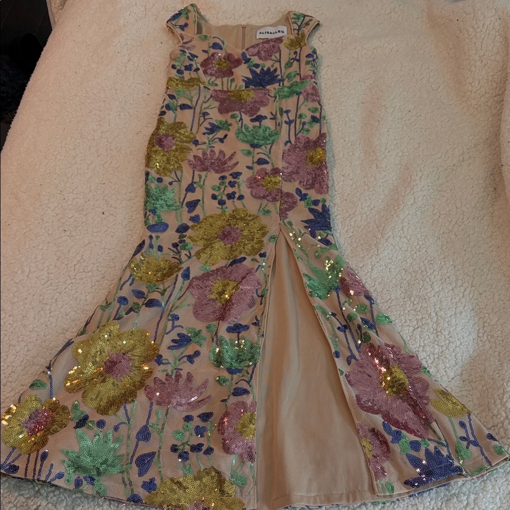 Elegant Floral Kids Dress with Sequins